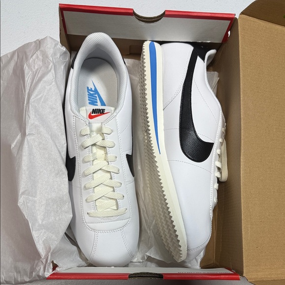 Nike Classic White and Black Cortez Sneakers - Picture 1 of 5